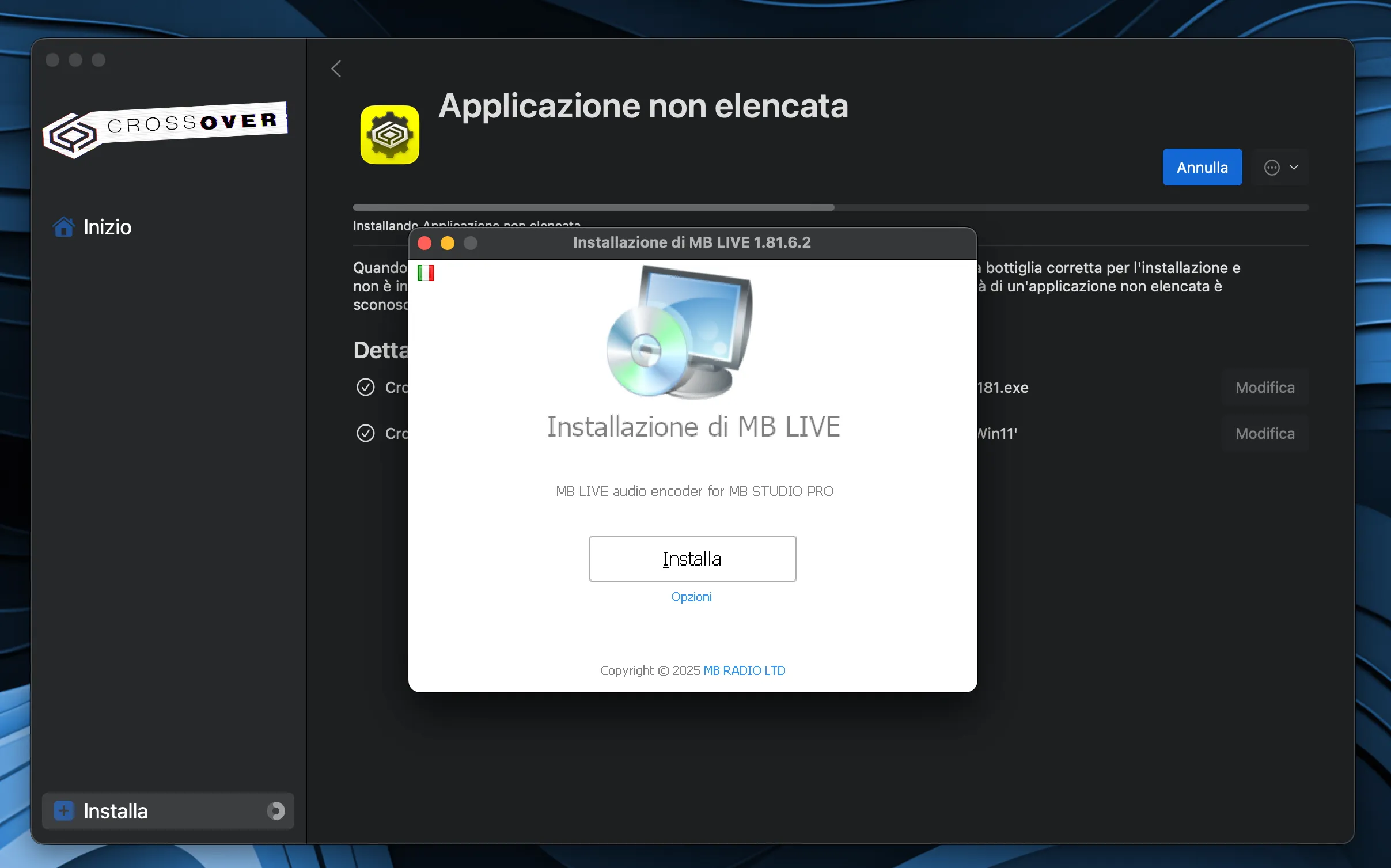 Undicesima immagine tutorial: installazione di CrossOver