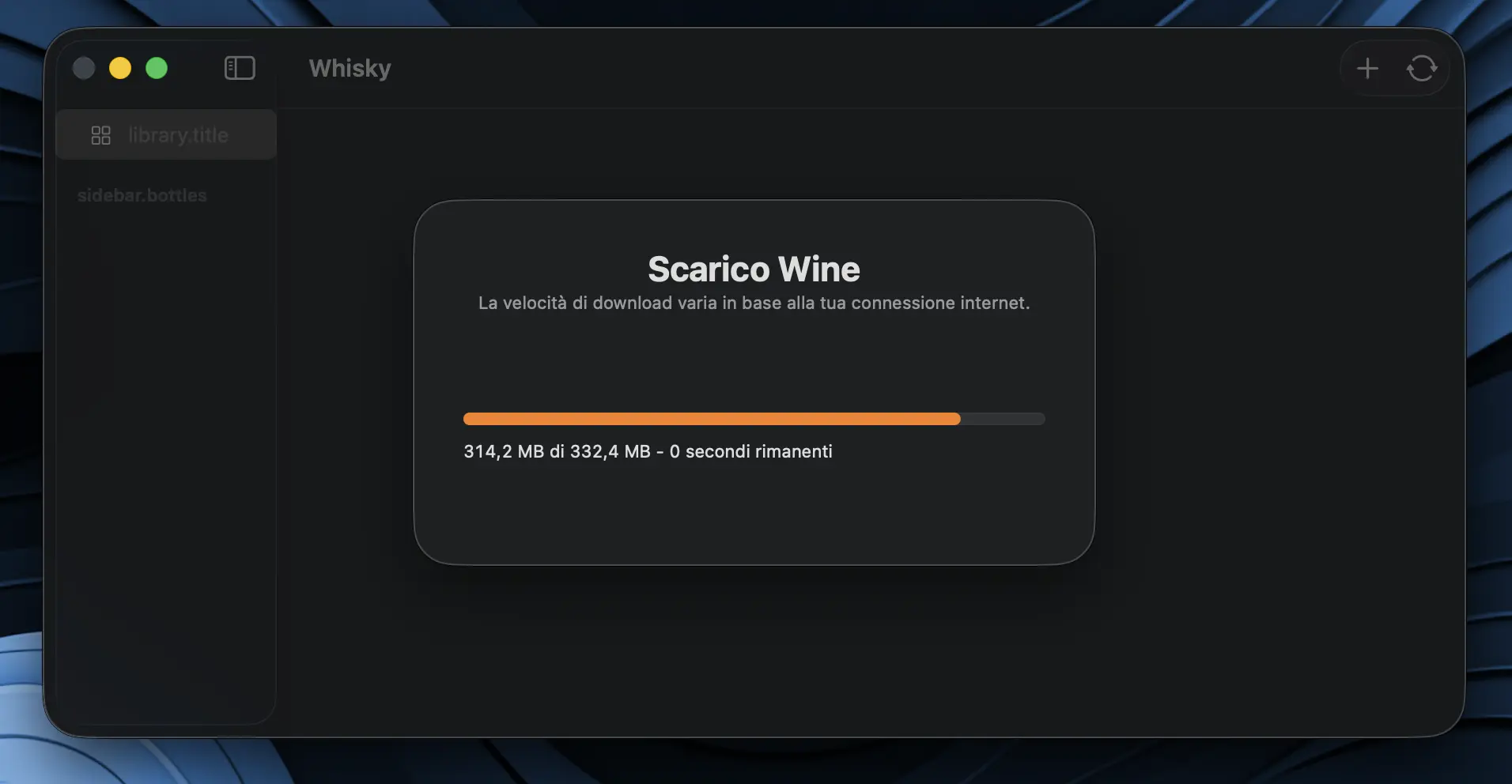 Quarta immagine tutorial: download di Wine e dipendenze su macOS